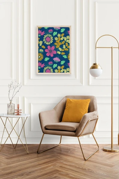 Çiçekler Ahşap Çerçeveli Tablo 50 x 70 - Resim 2