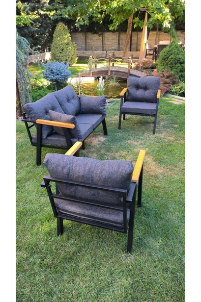 Kırlenta ERCİYES 2+1+1 ANTRASİT BAHÇE TAKIMI BAHÇE MOBİLYASI - Resim 4