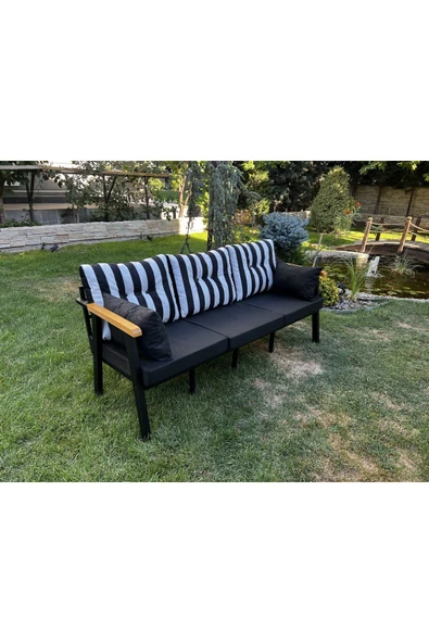 Kırlenta ERCİYES 3+1+1+MASA SİYAH BEYAZ BAHÇE TAKIMI BAHÇE MOBİLYASI - Resim 3