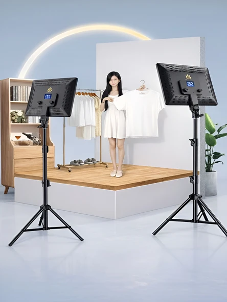 14 İnç Kare Soft Işık LED Panel Profesyonel Makyaj Fotoğraf Video Çekim Işığı Tripodlu - Resim 4