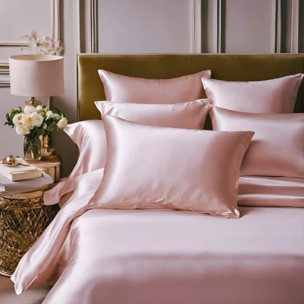 Antibakteriyel Terletmeyen İpek Saten Yastık Kılıfı 2'li 50x70 Pembe - Resim 2
