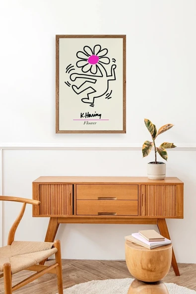 Soyut Çiçek Adam Ahşap Çerçeveli Tablo 23 x 30 - Resim 3