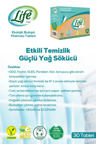 5M AHŞAP DEKOR Ekolojik Vegan Bulaşık Makinesi Tablet Deterjanı 30 Lu - Resim 2