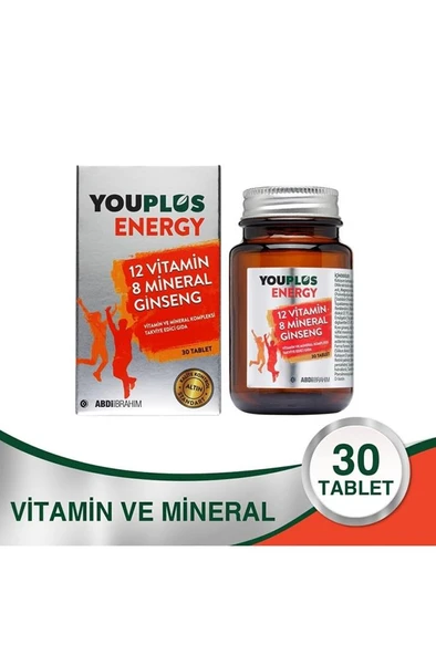 Youplus Energy Vitamin ve Mineral Kompleksi 30 Tablet (SKT:08/2026) ürün görseli 1