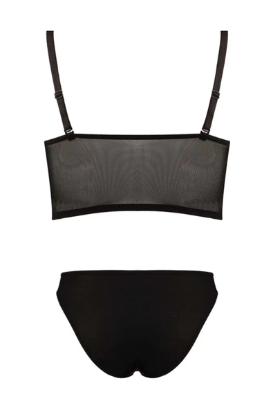 GenelTedarik Fermuarlı Destekli Deri Sütyen Takım Siyah - Resim 2