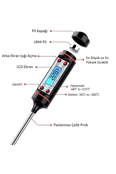Yenimiyeni Dijital Yemek Gıda Mutfak Termometresi - Resim 4