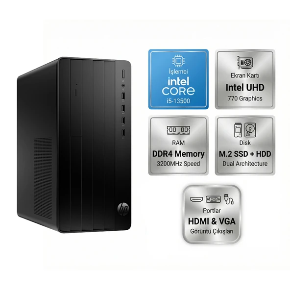 HP Pro Tower 290 G9 Intel Core i5-13500 16GB 1TB SSD Freedos Masaüstü Bilgisayar B70VKAT 002 ürün görseli 1