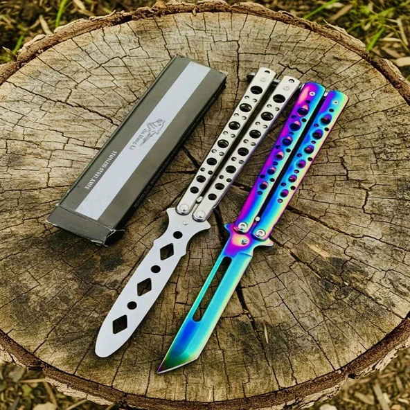 AlsepeteAvm Eğitim Ve Gökkuşağı Tanto Kelebek Çakı Seti ürün görseli 1