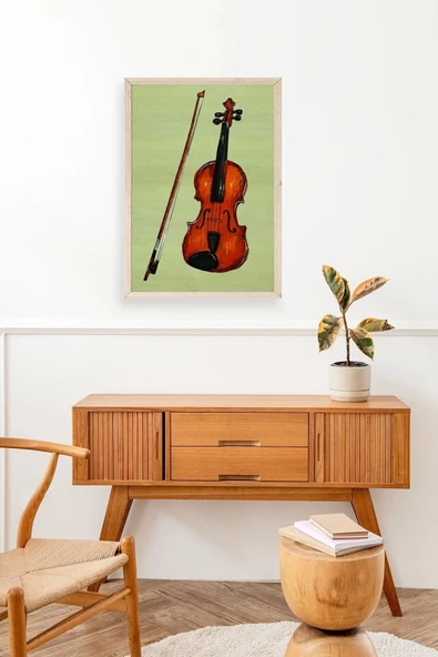 Keman Ahşap Çerçeveli Tablo 50 x 70 - Resim 3