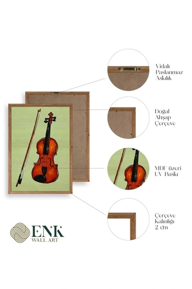 Keman Ahşap Çerçeveli Tablo 50 x 70 - Resim 4