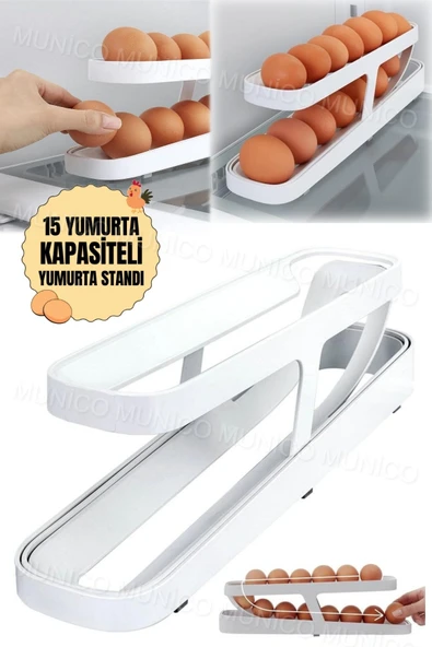 Gaggani 2 Katlı Buzdolabı Yumurta Saklama Kutusu Katlı Otomatik Döner Büyük Kapasiteli Yerden Tasarruflu - Resim 3