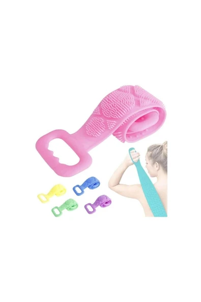 çeçem ticaret Çift Taraflı Banyo Sırt Kesesi Silikon Duş Lifi Fırçası 70 Cm - Resim 3