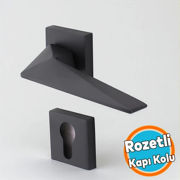 Kapı Kolu Siyah Kare Rozetli Sağa Sola Uygun Ev Kapı Kolları Kilitlenebilir 1 Takım Yale Kapı Kolu ürün görseli 1