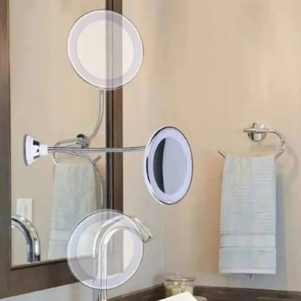 Durukar® 360° Döner Esnek Makyaj Aynası – 10X Büyüteçli, Güçlü Vantuzlu Detay Görüntüleme Çok Açılı Makyaj & Cilt Bakım - Resim 2