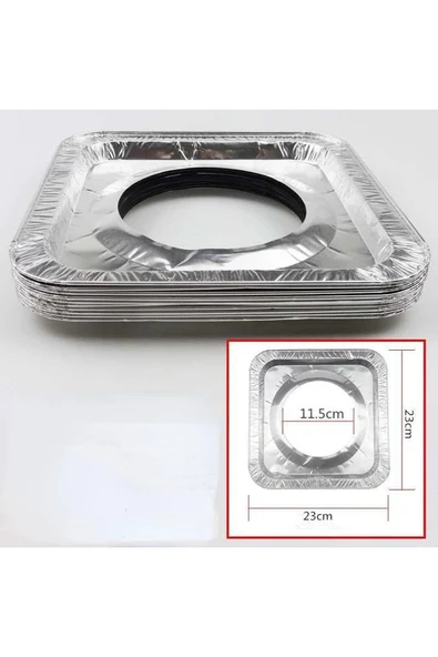 STOREMAX Aveo 1 Adet Ocak Arkası Yanı Alüminyum Folyo Koruyucu Ve 10 Adet Kare Alüminyum Ocak Kapağı Koruyucu - Resim 3