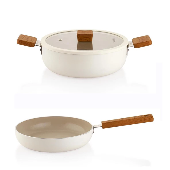 Schafer Ceramoni Seramik Karnıyarık ve Tava Seti 30 Cm-Krem ürün görseli 1