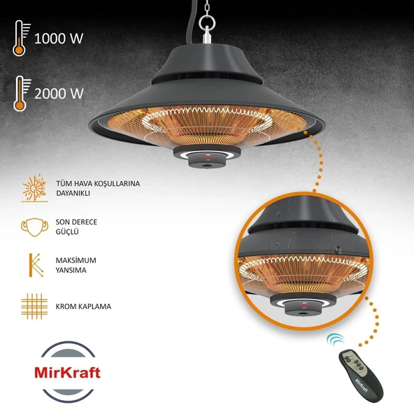 Mirkraft Elirg RC Tavan Sarkıt Isıtıcı Uzaktan Kumandalı 2000W - Resim 4