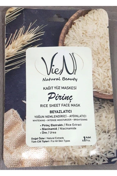 Vien Natural Beauty Pirinç Kağıt Yüz Maskesi Beyazlatıcı Aydınlatıcı 1 Adet ürün görseli 1