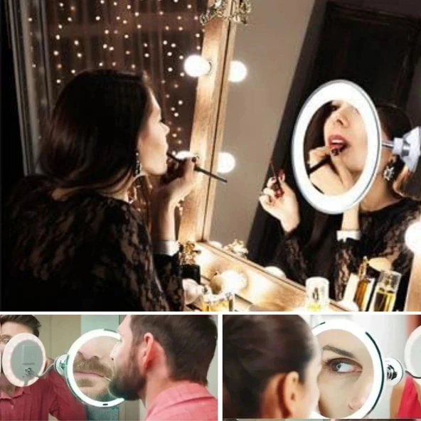 Durukar® 360° Döner Esnek Makyaj Aynası – 10X Büyüteçli, Güçlü Vantuzlu Detay Görüntüleme Çok Açılı Makyaj & Cilt Bakım - Resim 4