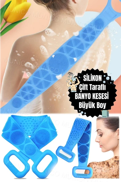 Gaggani Silikon Banyo Fırçası ve Sırt Kesesi 70 cm Çift Taraflı Masaj ve Peeling Etkili Silikon Sırt Kesesi - Resim 6