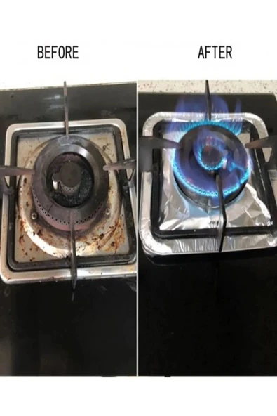 OZCMAX 10 ADET Karee Ocak Üstü Yağ Koruyucu Alüminyum Levha 23*23 cm (8C) - Resim 5