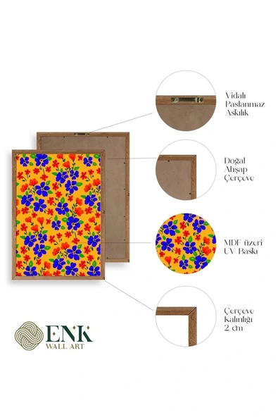 Çiçekler Ahşap Çerçeveli Tablo 30 x 42 - Resim 4