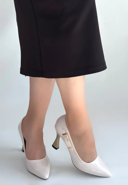 Motya Bej Rugan Topuklu Ayakkabı - Resim 6