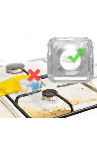 KairTech Kare Ocak Üstü Yağ Koruyucu Alüminyum Levha - 10 Adet, Kolay Temizlik ve Uzun Ömürlü - Resim 3