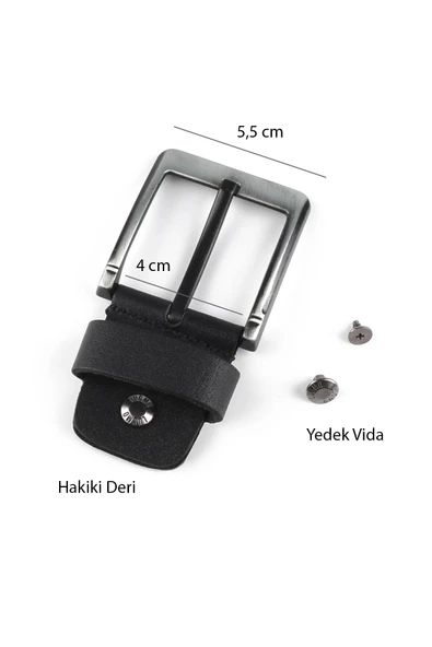 Yedek Kemer Tokası  Hakiki Deri 4.5 cm Siyah - Resim 2