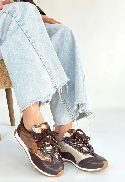 Ranu Kahverengi Cilt Paraşüt Detaylı Bağcıklı Spor Ayakkabı ürün görseli 1