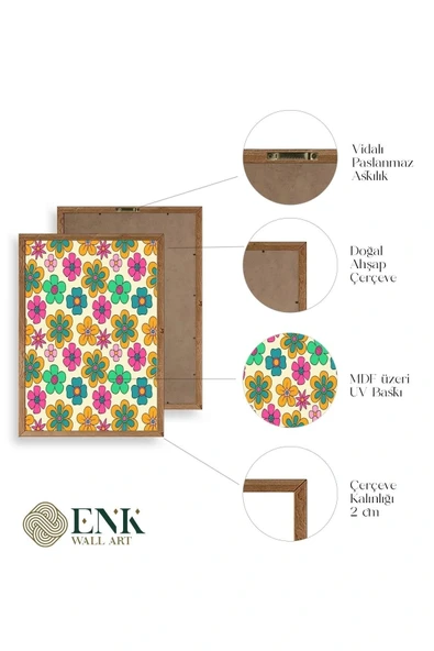 Çiçekler Ahşap Çerçeveli Tablo 50 x 70 - Resim 4