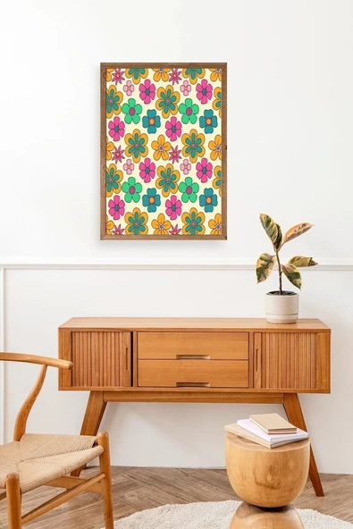 Çiçekler Ahşap Çerçeveli Tablo 42 x 42 - Resim 2