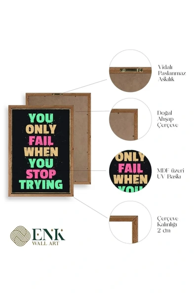 Motto Ahşap Çerçeveli Tablo 50 x 70 - Resim 4