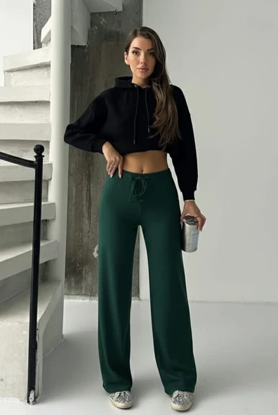 Fit comfort bej salaş pantolon petrol yeşili - Resim 2