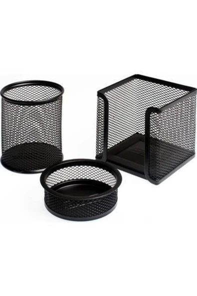 Bion Masaüstü Kalemlik Seti 3'lü File 9305 Siyah ürün görseli 1