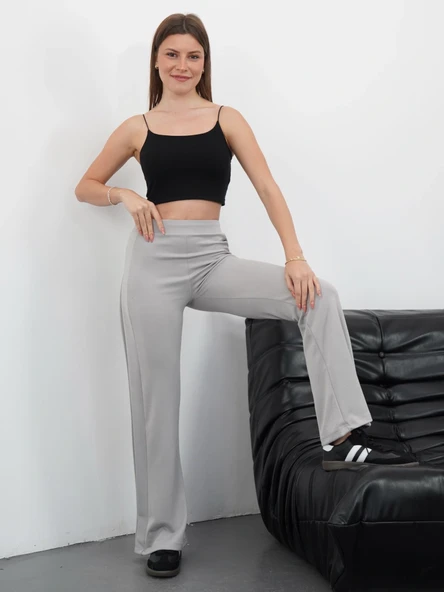 Yandan katlamalı pantolon Gri ürün görseli 1