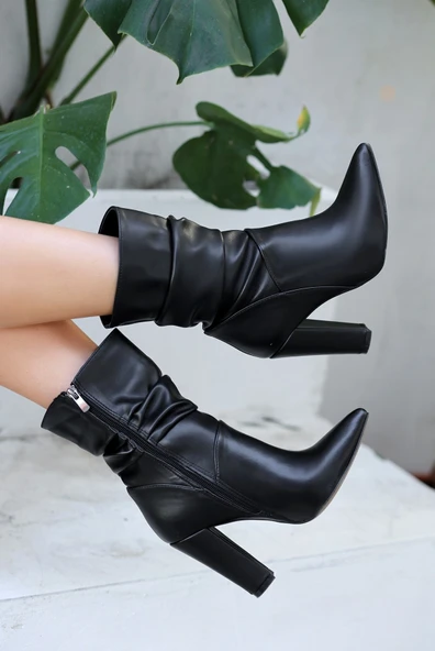 Erita Siyah Cilt Topuklu Çizme - Resim 2