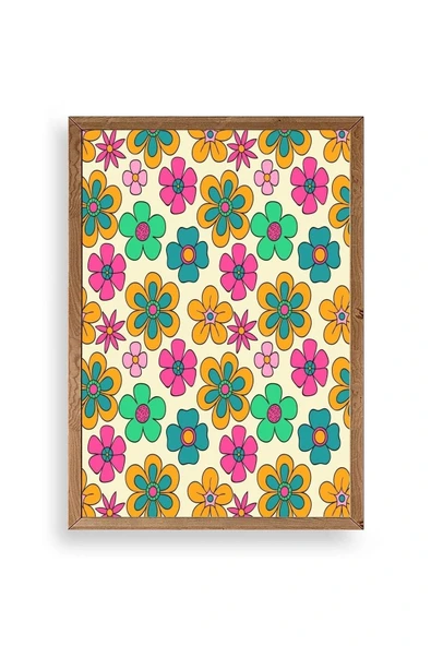 Çiçekler Ahşap Çerçeveli Tablo 42 x 42 ürün görseli 1