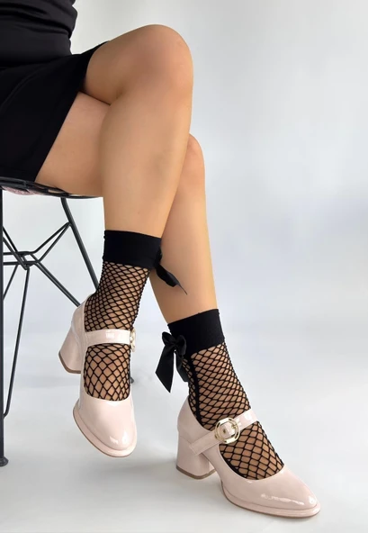 Weys Bej Rugan Topuklu Ayakkabı - Resim 13