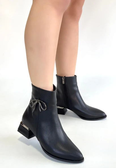 Harly Siyah Cilt Topuklu Bot - Resim 7