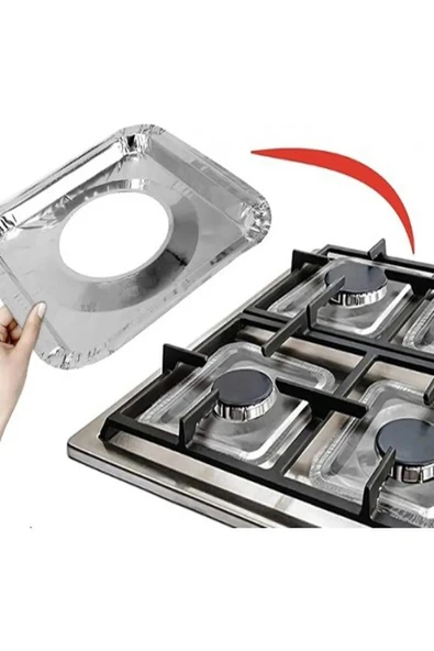 OZCMAX 10 ADET Karee Ocak Üstü Yağ Koruyucu Alüminyum Levha 23*23 cm (8C) - Resim 3