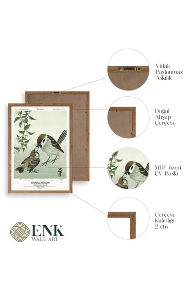 Kuşlar Ahşap Çerçeveli Tablo 23 x 30 - Resim 4