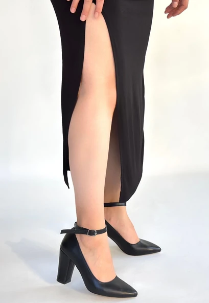 Rity Siyah Cilt Topuklu Ayakkabı - Resim 2