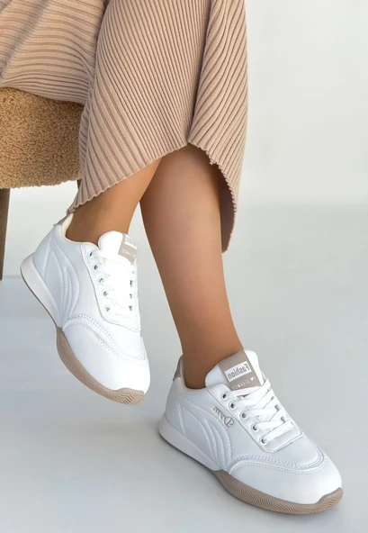 Tawen Beyaz Cilt Bağcıklı Spor Ayakkabı - Resim 5