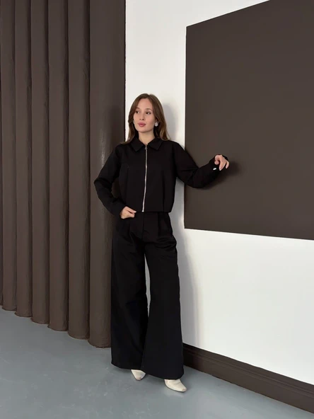 Trenç takım alt üst siyah ons - Resim 6