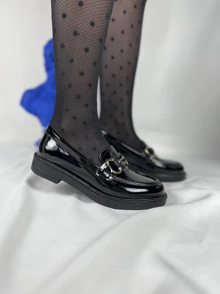 KB-801 Kömür Rugan Günlük Kadın Babet - Resim 5