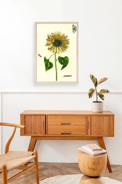Ayçiçeği Ahşap Çerçeveli Tablo 30 x 42 - Resim 2