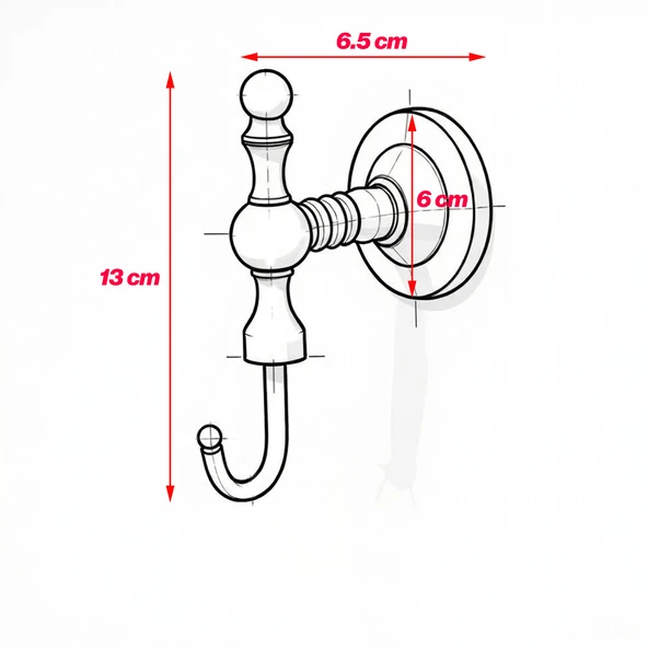 Tekli Askılık Antik Sarı Vidalı Metal Duvar Askısı Vestiyer Banyo Havlu Bornoz Askılığı - Resim 3