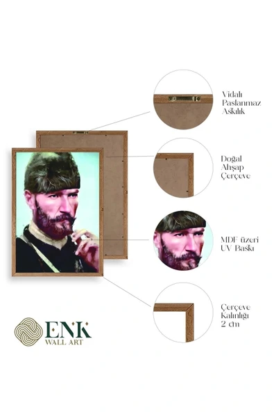 Atatürk Ahşap Çerçeveli Tablo 30 x 42 - Resim 4