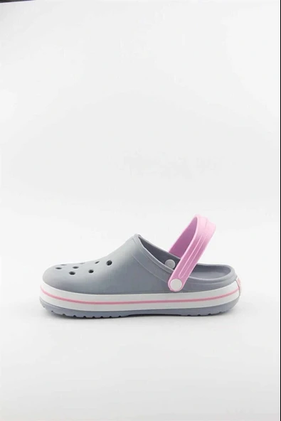 Akınal Bella Unisex Sabo Terlik Hastane Terliği Buz Gri-Pembe - Resim 3